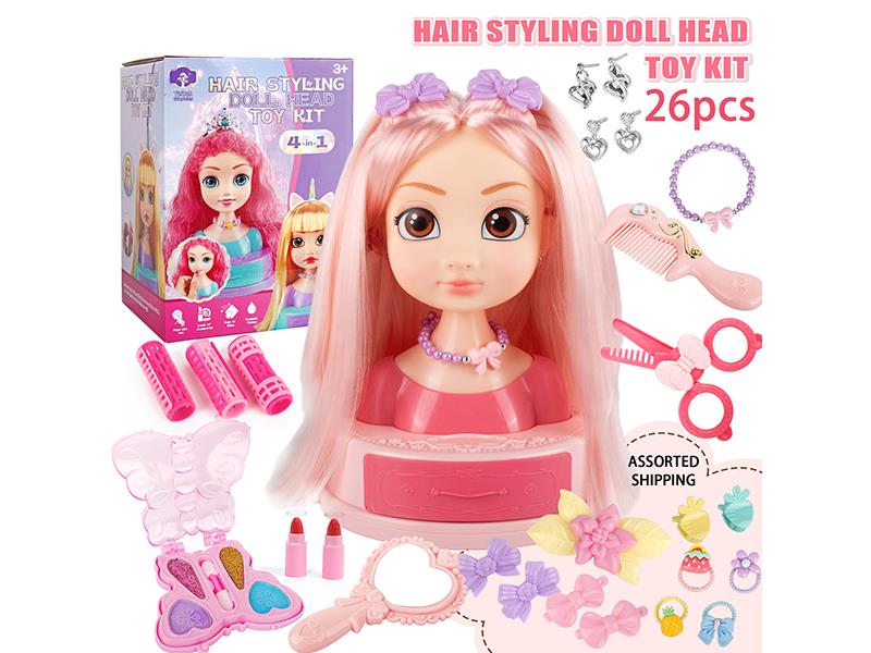 26pcs Hair Styling Doll Head Toy Kit