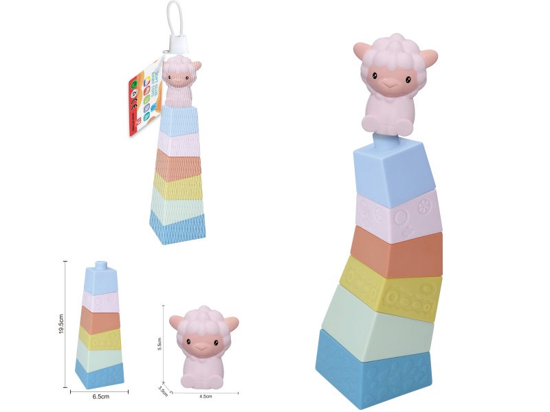 Soft Plastic Stacked Tower Finger Doll Set(Sheep) 7pcs
