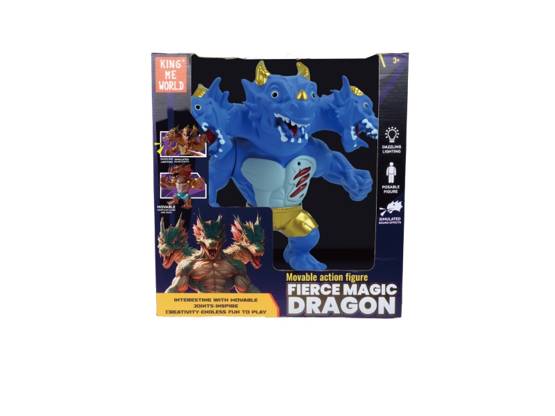 Hard Plastic Large Three-Headed Dragon Action Figure