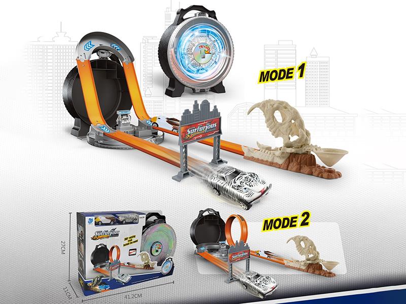 Alloy Car Track Hand-Held Storage Wheel Toy (Wheel With Lights, With 2 Cars)