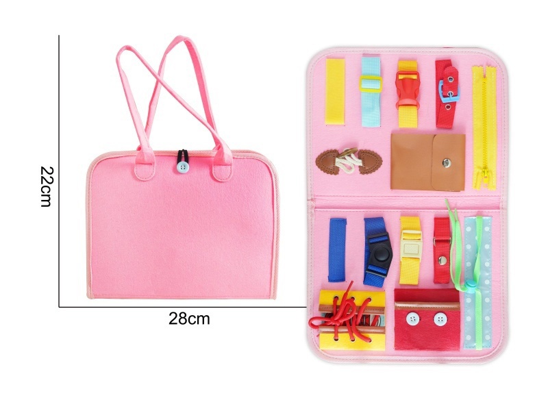 Montessori Early Childhood Education And Intelligence Development - Felt Single-Page Pink Outer Wool Busy Board