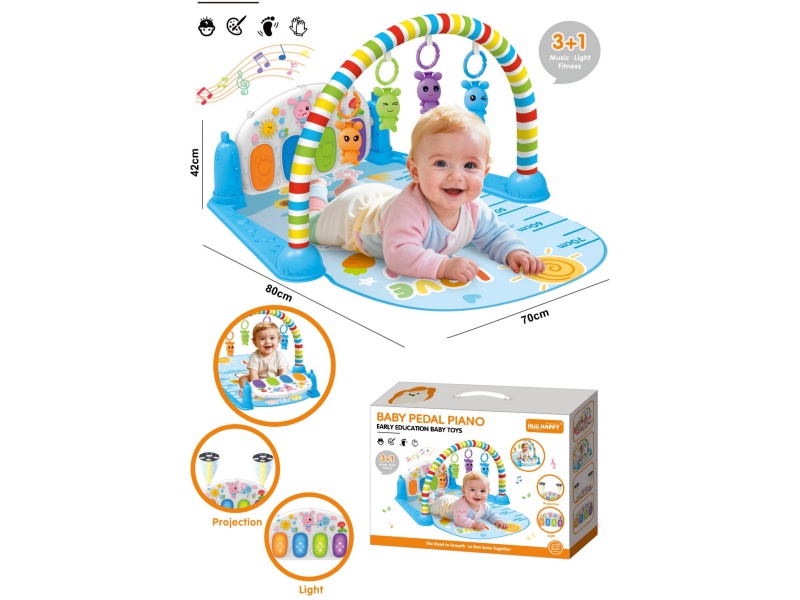 Baby Blue Fitness Frame Projection Pedal Piano (Requires 3*1.5V"Aa" Batteries, No Bag)