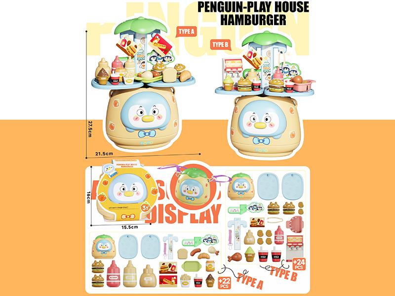 Penguin Shoulder Bag Hamburger Play House Toys