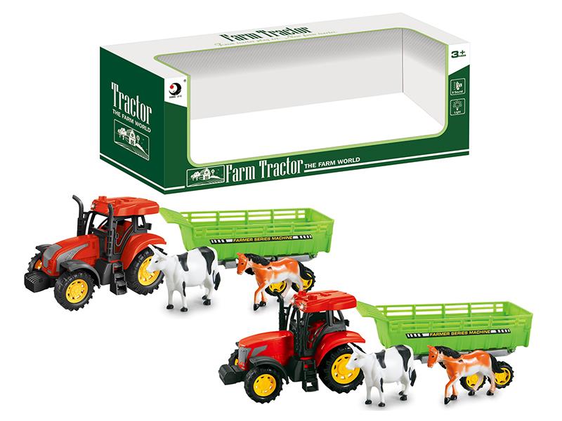 Friction Farm Tractor With Dump Trailer(Lights And Music)