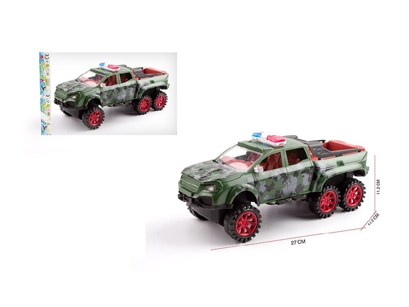 1:16 Friction Six Wheeled Mercedes Benz Pickup Truck Military Police Vehicle