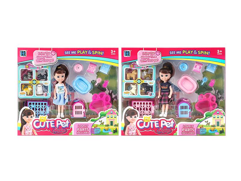 6" Hayley Doll With Cute Pet Set