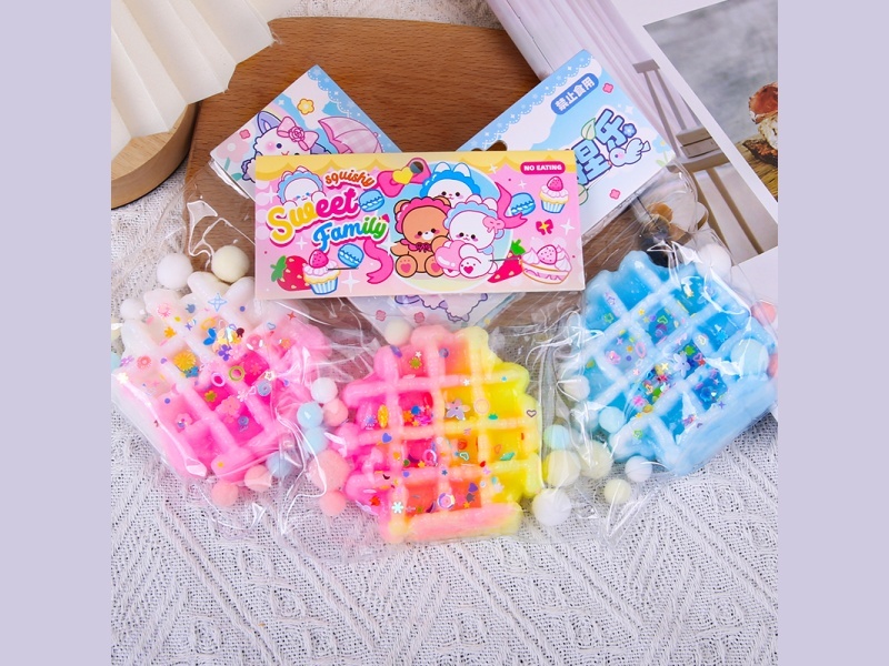 Jelly Kneading Fun Mixed With Colorful Waffles, Sequins, Pom-Poms And Card Heads