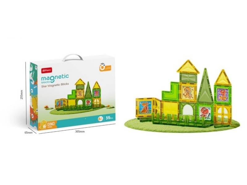 Dinosaur Color Window Magnetic Building Blocks -35P