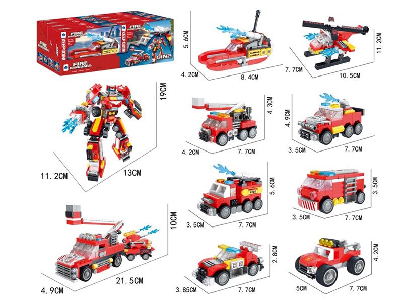 DIY Building Blocks - Firefighting Pioneer 8 In 2 731PCS