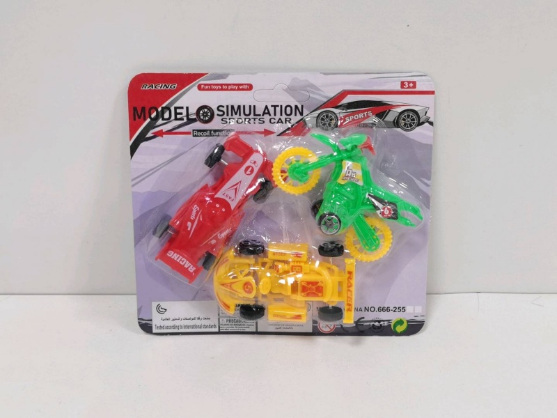 Sliding Solid Color Equation Go-Kart Motorcycles (3 Pieces)