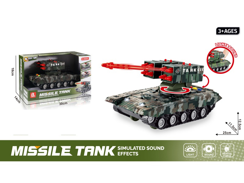 Sound And Light Inertial Missile Vehicle - Dark Green (Package 3*Ag13)