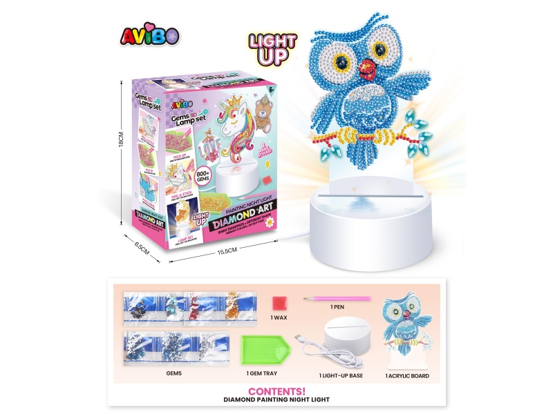 Diamond Painting Owl LED Night Light