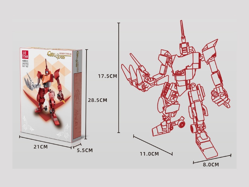 Building Blocks: Red Lotus Style 2, Chinese-English Universal Box, 245 PCS