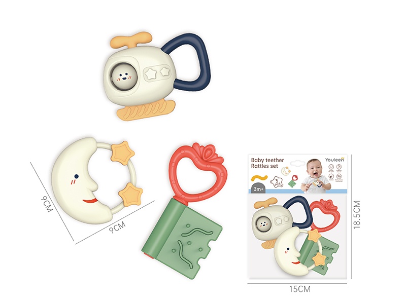 Baby Teether Rattles Set 3pcs