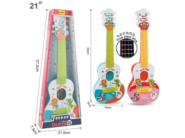 21-Inch 6-String Realistic Cartoon Guitar In Two Colors Mixed. True String Wire