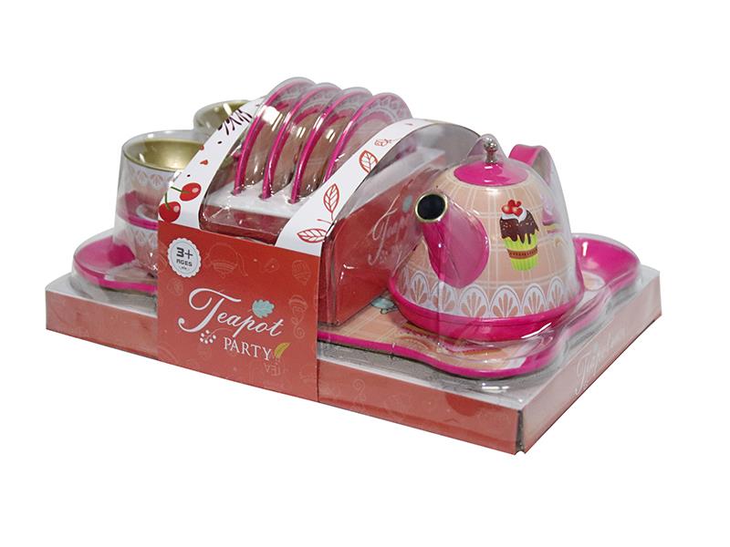 Tinplate Tea Set 14pcs - Cup Cake Pattern
