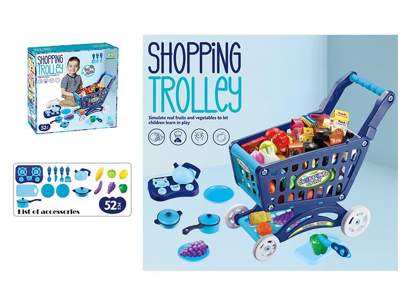 57CM Large Shopping Cart With Tableware Set