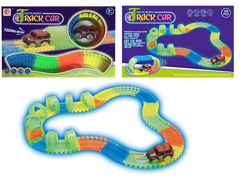 Glow In The Dark Track B/O Car Set