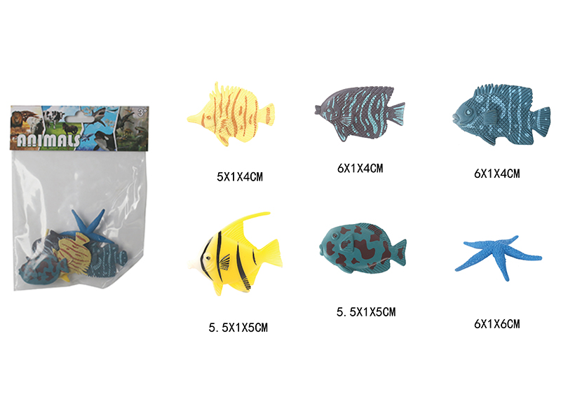 Solid Mini Sea Animal Set 6pcs