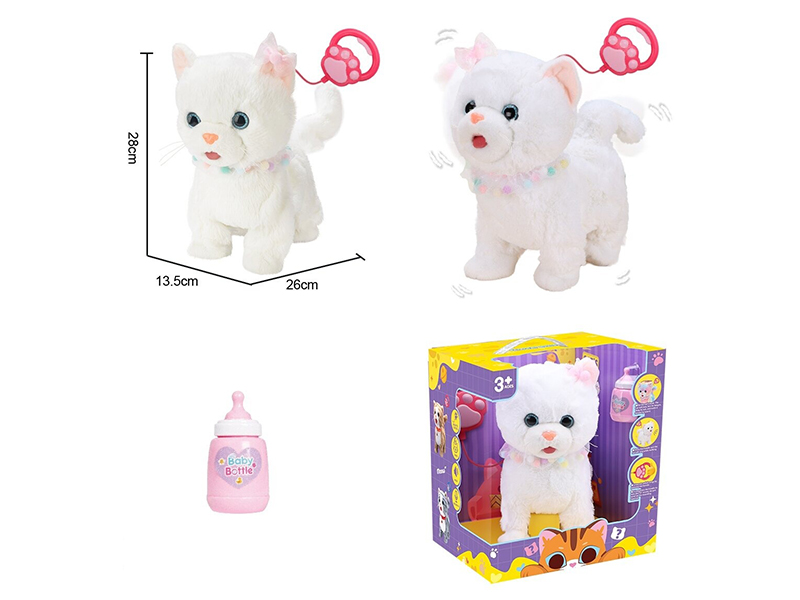 A White Cat Licking Her Tongue