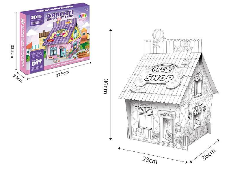 DIY 3D Paper Graffiti Happy Pet House