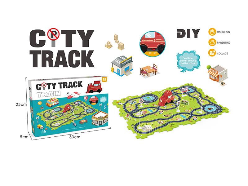 DIY City Theme Puzzle Track Car(18PCS)