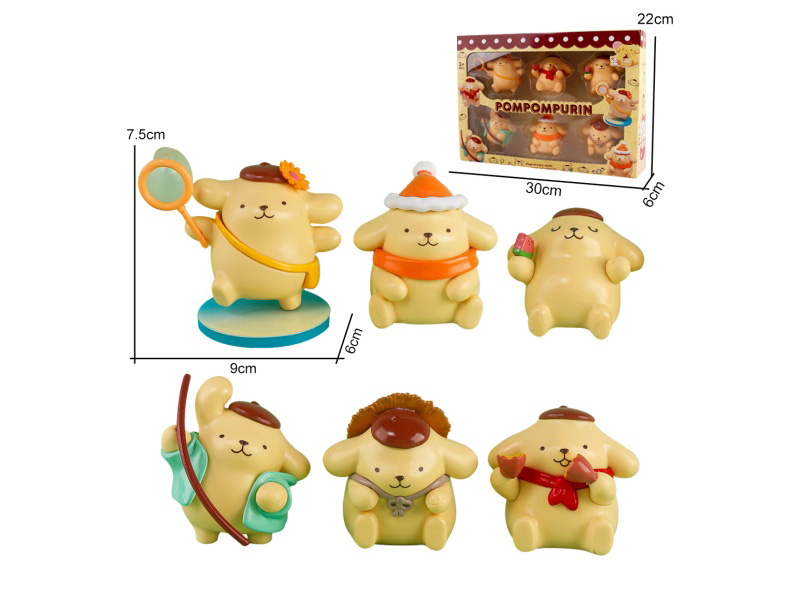 Solid Pvc Four-Season Pudding Dog 6-Piece Children'S Toy Figurine