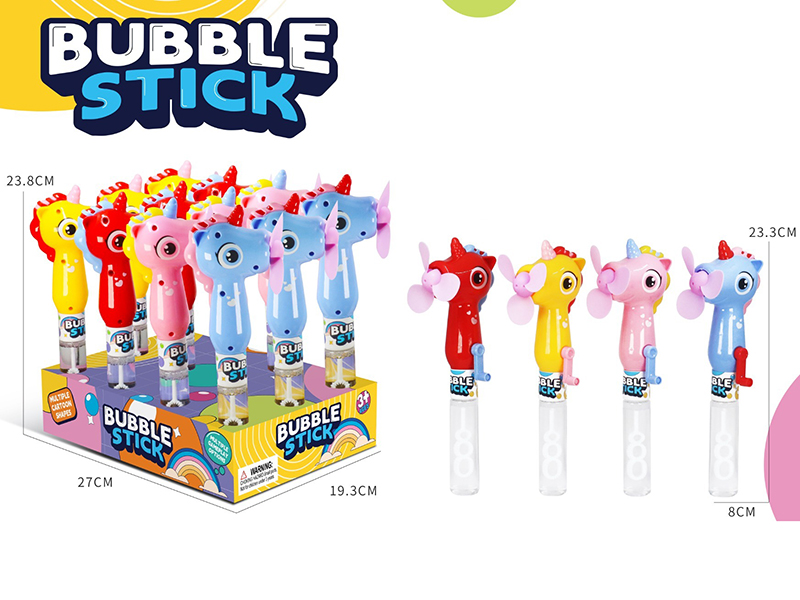 Unicorn Hand Cranked Fan Bubble Stick