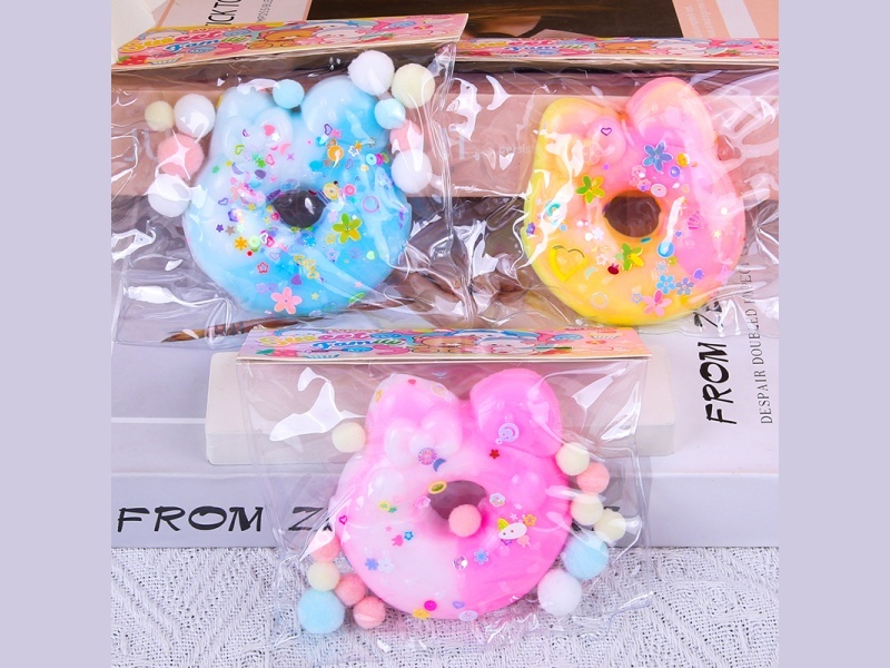 Jelly Kneading Fun Mixed With Colorful Cat-Ear Doughnut Sequins, Hairballs And Clips