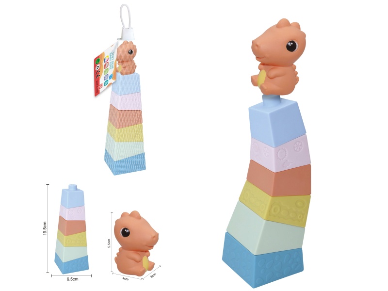 Soft Plastic Stacked Tower Finger Doll Set(Dinosaur) 7pcs