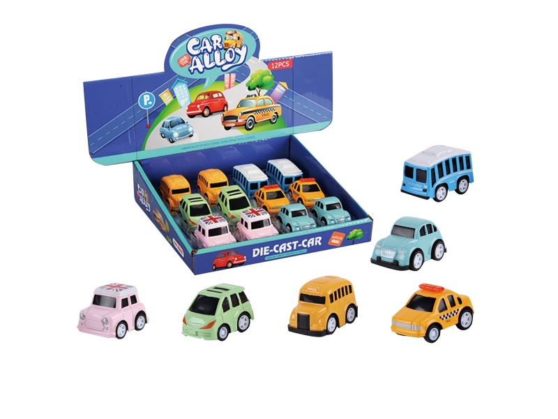 Homaley Alloy Cartoon City Bus Taxi School Bus Car Display Box