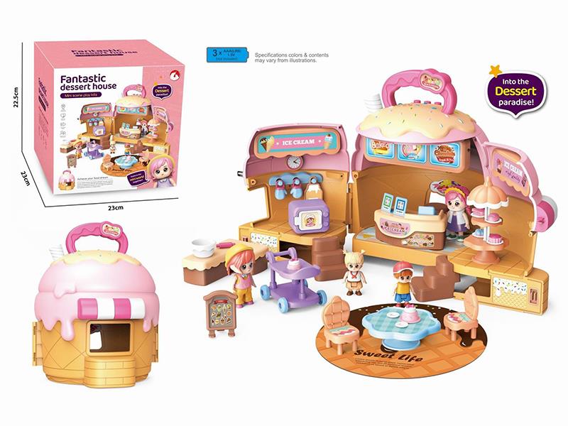 Fantastic Dessert House Mini Scene Play Kits With Music And Light