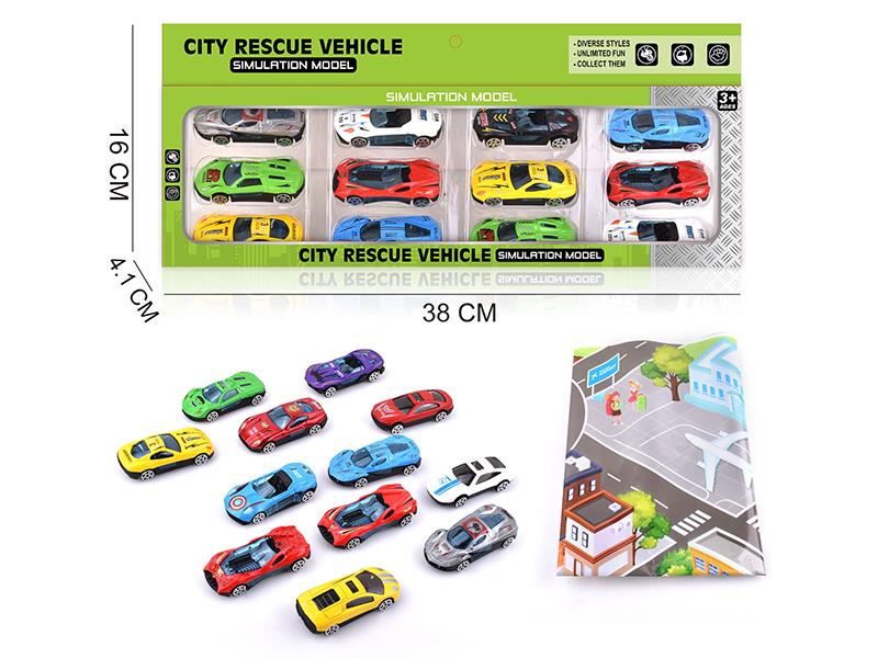 Alloy City Cars 12pcs + Game Map