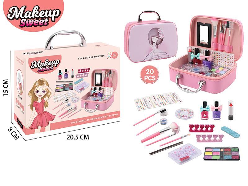 Makeup Bag + Eye Shadow , Lipstick, Nail Polish, Makeup Brush Set