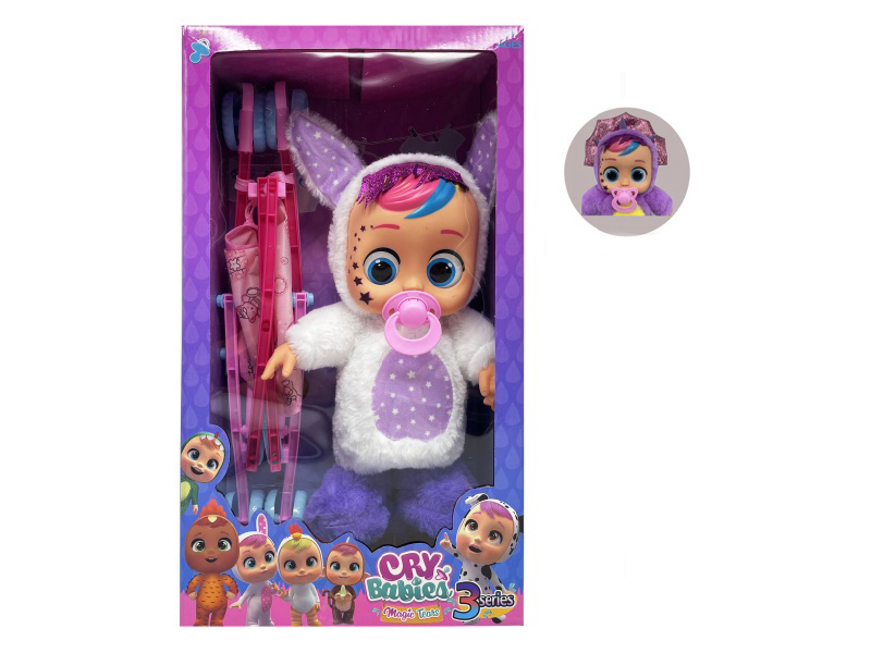 22 Inch B/O Walking 12D Eyes Solid Cry Baby Doll With Pacifier Sensor + Stroller Toy