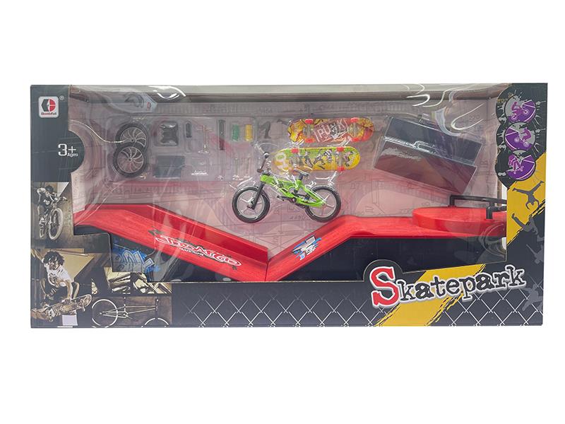 2PCS Finger Skateboard + Bike Skate Park Set