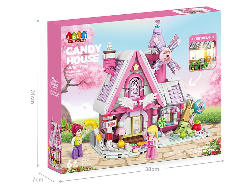 Candy House Building Blocks With Lights 614PCS