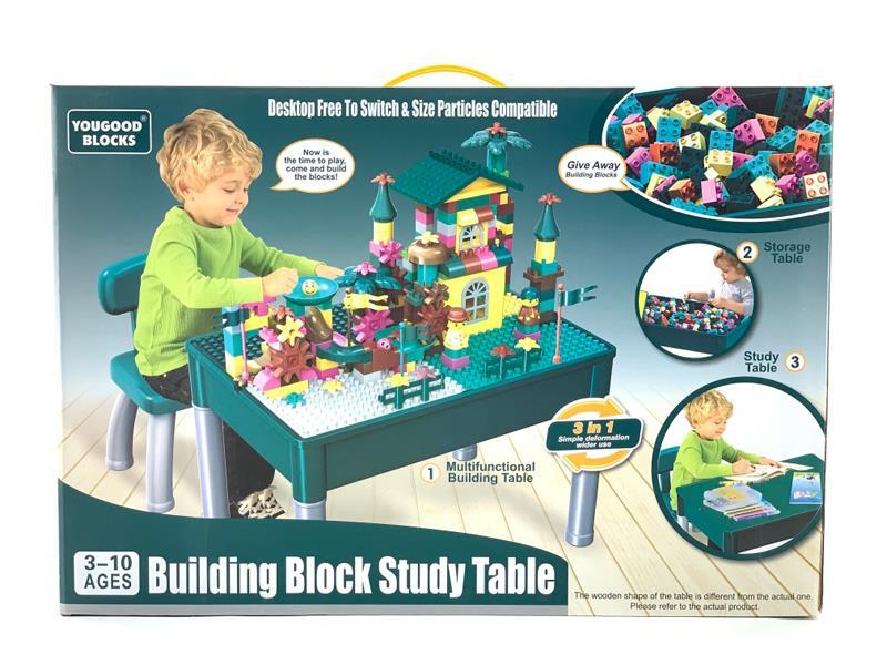 Multifunctional Building Block Learning Table+105Pcs Slide Block+1 Chair