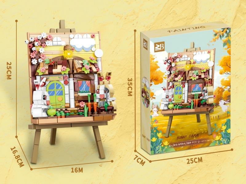 Building Blocks: Cuddly Rabbit Drawing Board With Light 684 Pieces