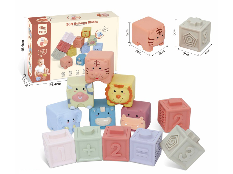 Animal & Numbers Soft Building Blocks 12pcs