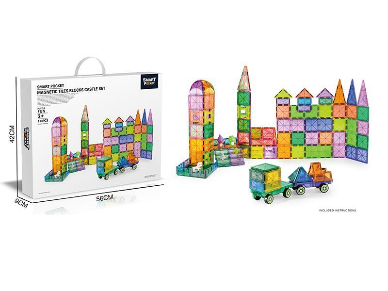 Magnetic Tiles Building Blocks Castle Set 113pcs
