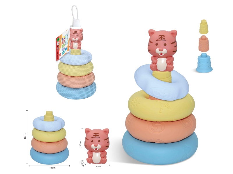 Soft Rubber Stacking Ring Finger Doll Set(Tiger) 8PCS