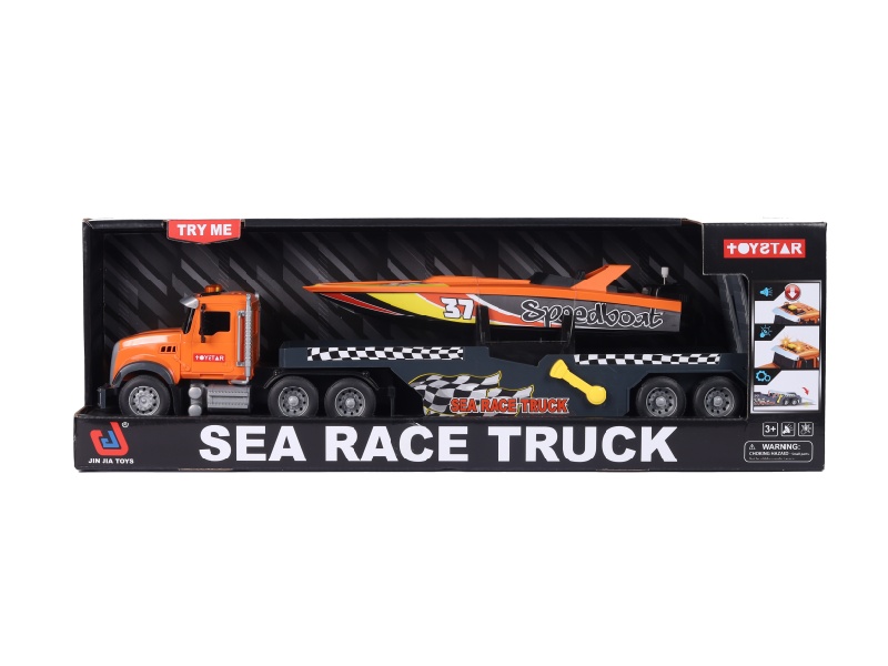 1:14 Inertial Transport Vehicle Towing Speedboat (Sound, Light, Multi-Functional)