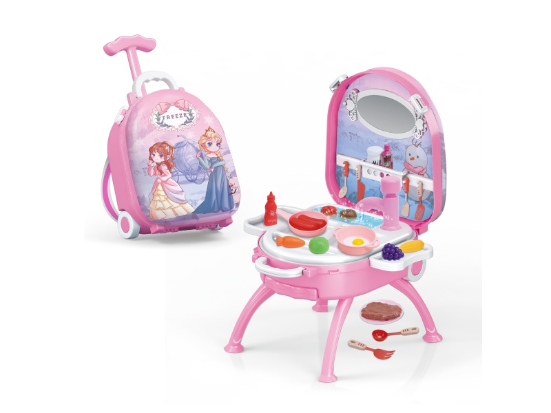 4-In-1 Portable Alloy Backpack Set With A Handle For Frozen Tableware, Infringing (Pink)