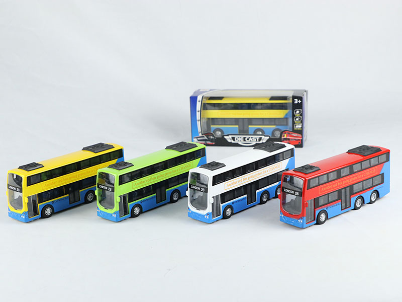 1:90 Pull Back Alloy Double-Decker Tourist Bus With Sound And Lights, Can Open The Door