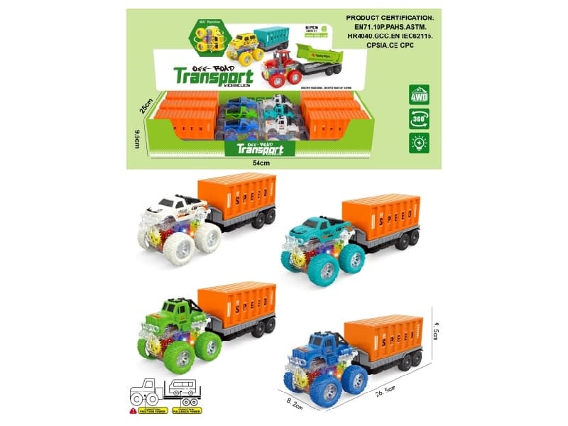 Four-Wheel Drive Double Friction Stunt tow truck Trailer + Towing Transporter