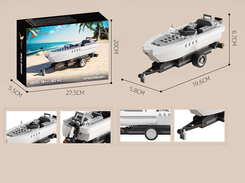 Trailer With Speedboat Model Building Blocks 163pcs