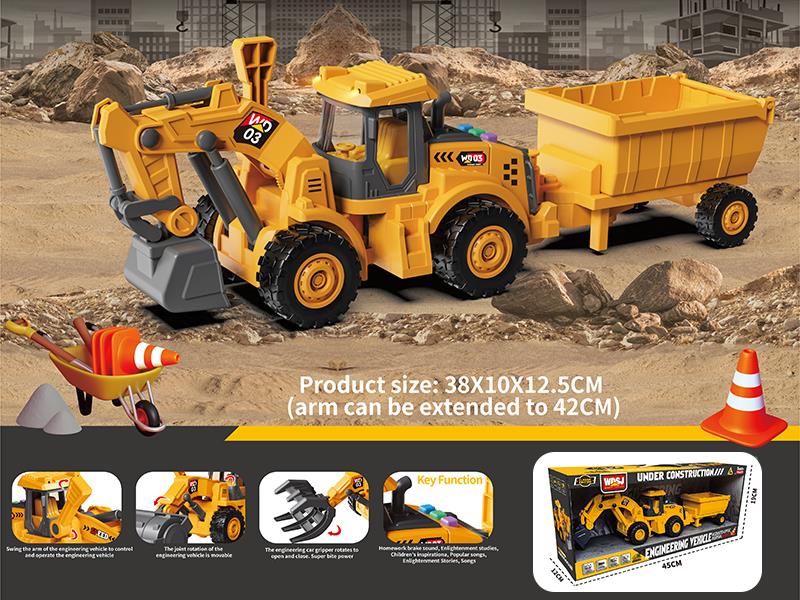1:16 Friction Excavator With Sound And Lights + Bucket Car