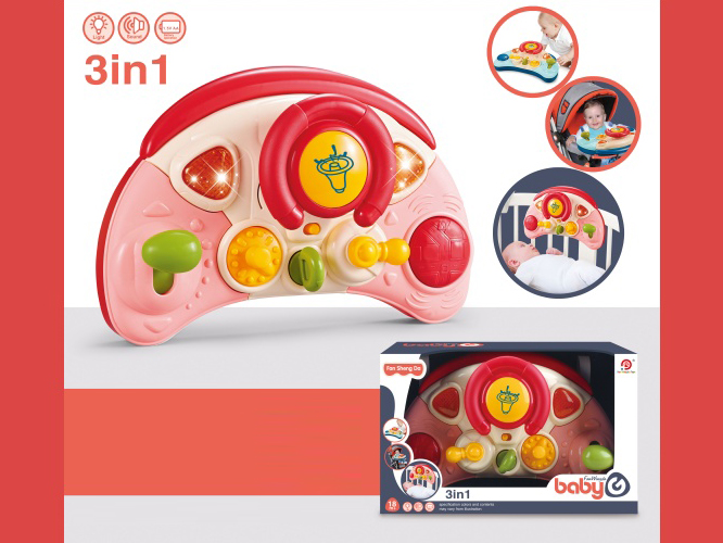 Three-In-One Baby Hanging Crib Fence, Baby Stroller (Light, Music) Red