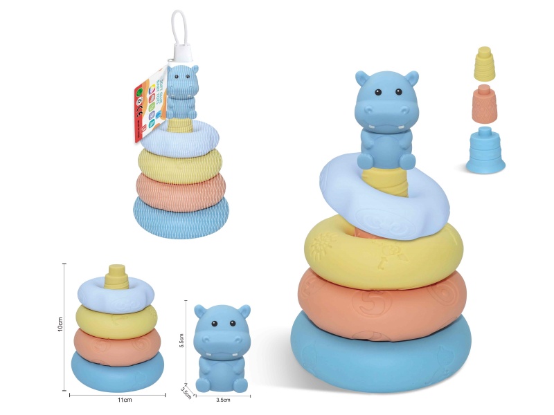 Soft Rubber Stacking Ring Finger Doll Set(Hippo) 8PCS